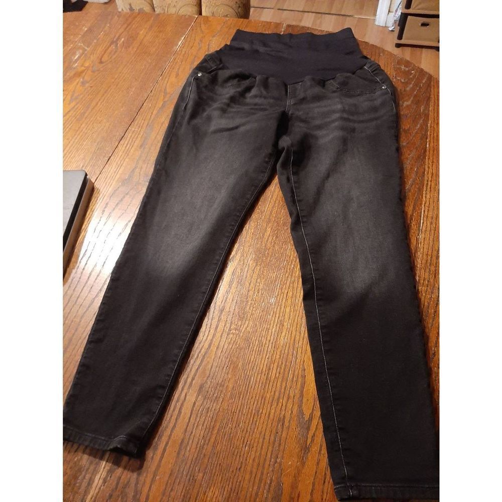 Size 14 Maternity Black Jeggings Over Bump Casual Pants with Rear Pockets